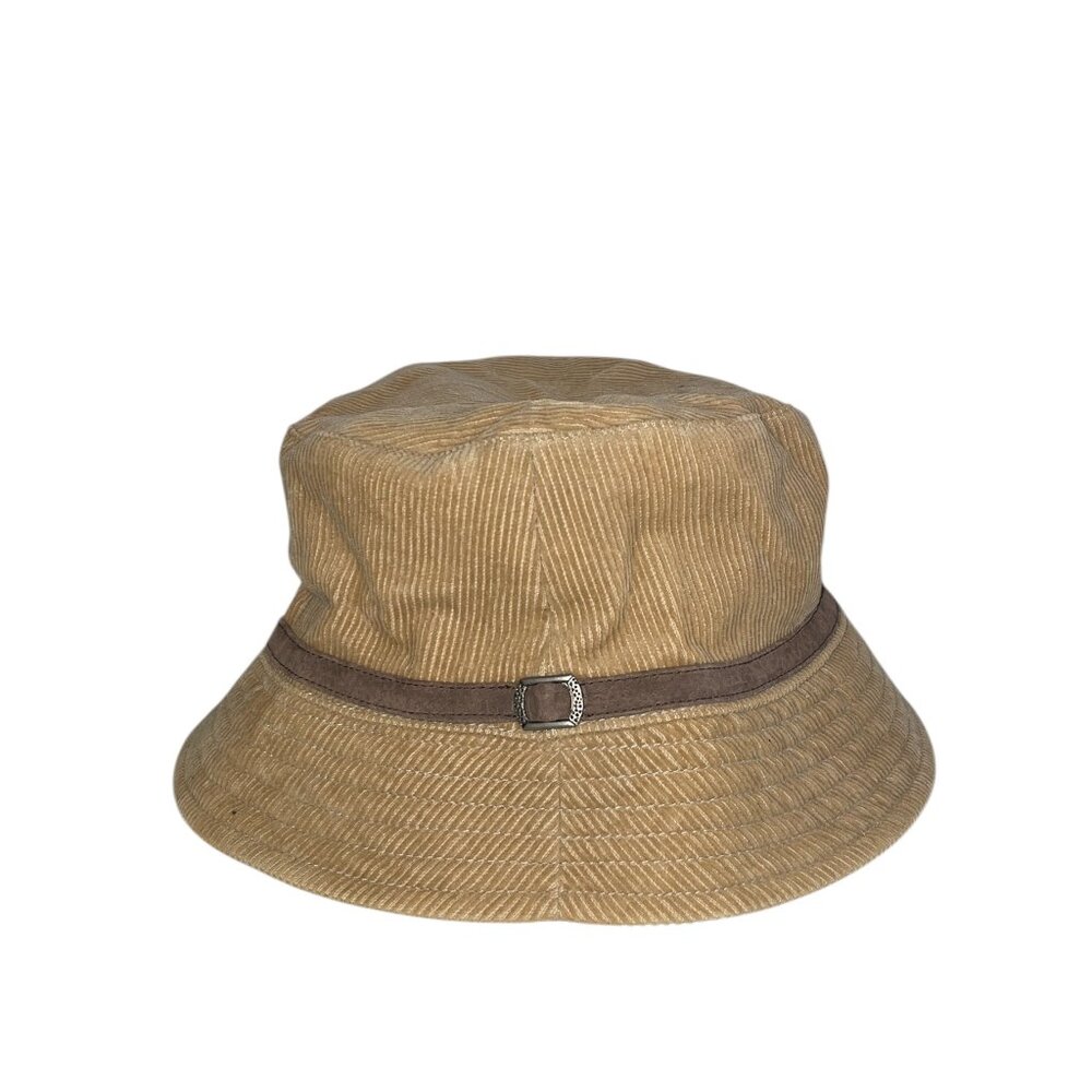 Aeropostale Corduroy Lined Bucket Hat M/L Tan with Suede Band And Buckle‎ Detail
